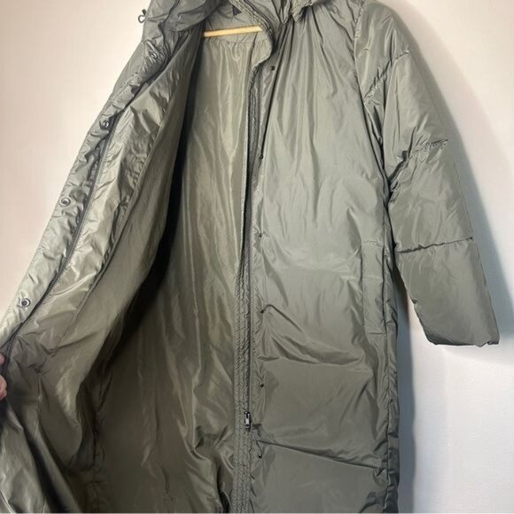 Jenni Kayne Long Down Puffer Jacket in Sage Green Size L - Picture 3 of 12